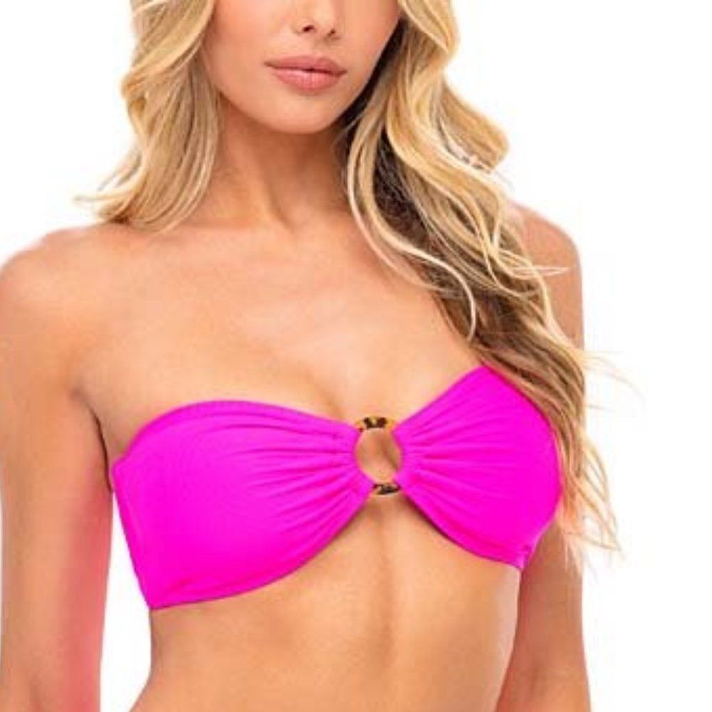 Cabana Del Sol Pink Ring Bandeau Bikini Top For Women's Size Medium